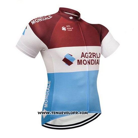 2018 Maillot Ciclismo Ag2r La Mondiale Marron et Blanc Manches Courtes et Cuissard